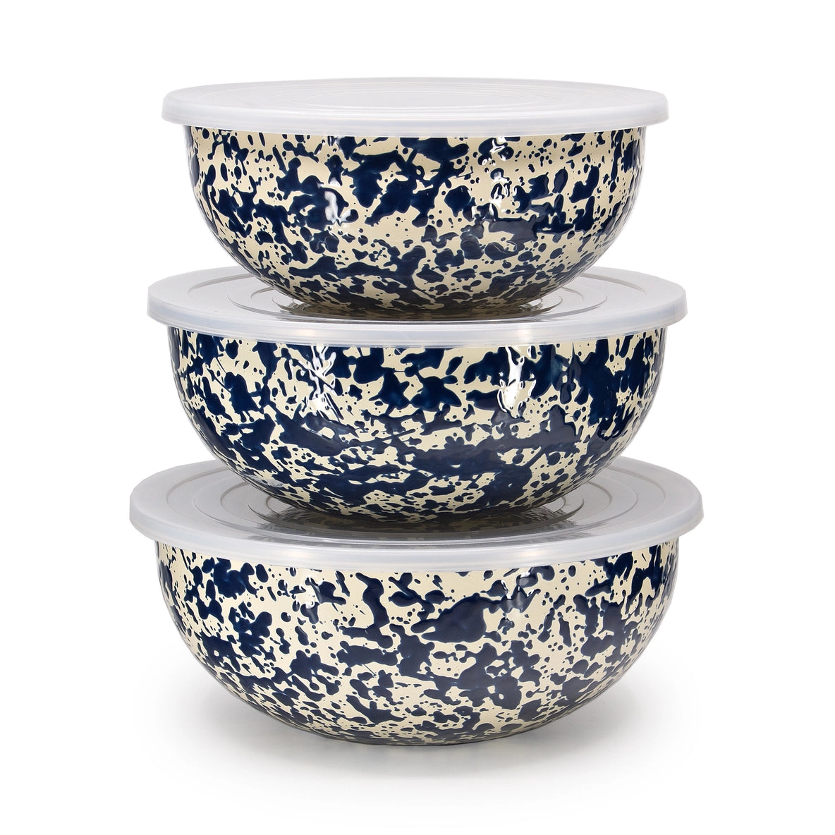 Navy Splatter Enamel Multipurpose Bowls - Set of 3 - THE BRISTOL ARTISAN