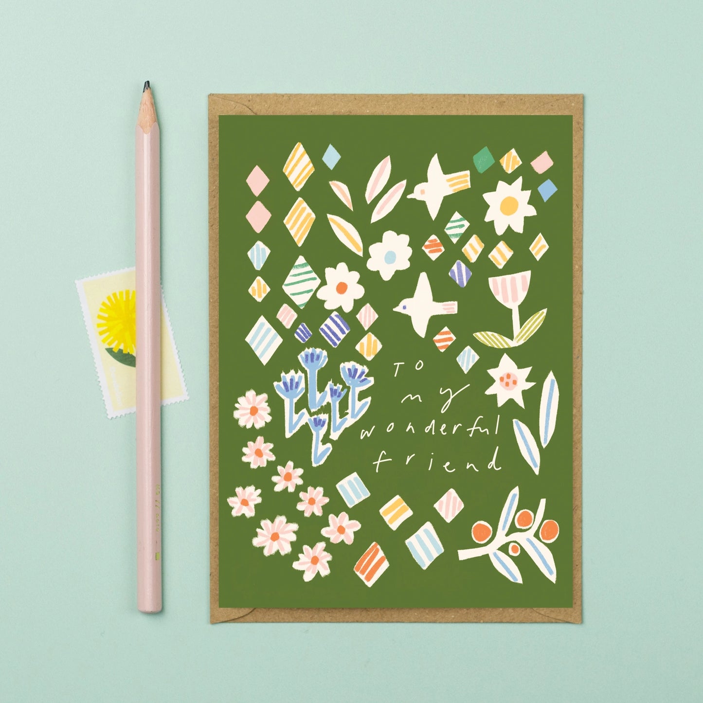 Wonderful Friend Folk card - THE BRISTOL ARTISAN