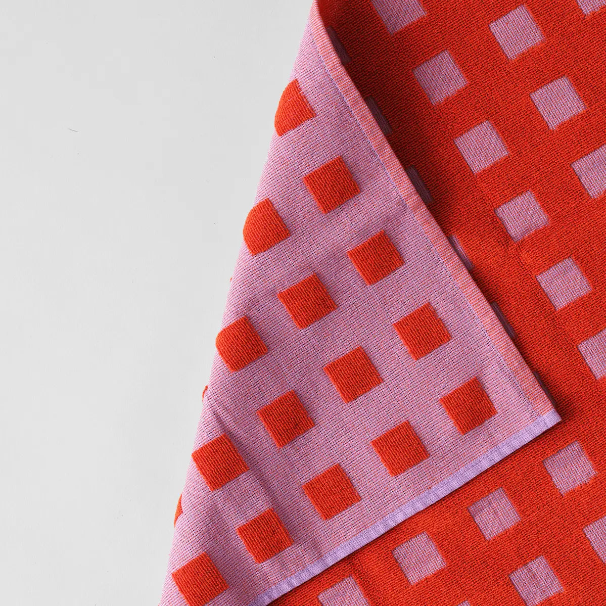 Squares Lilac & Red teatowel - THE BRISTOL ARTISAN