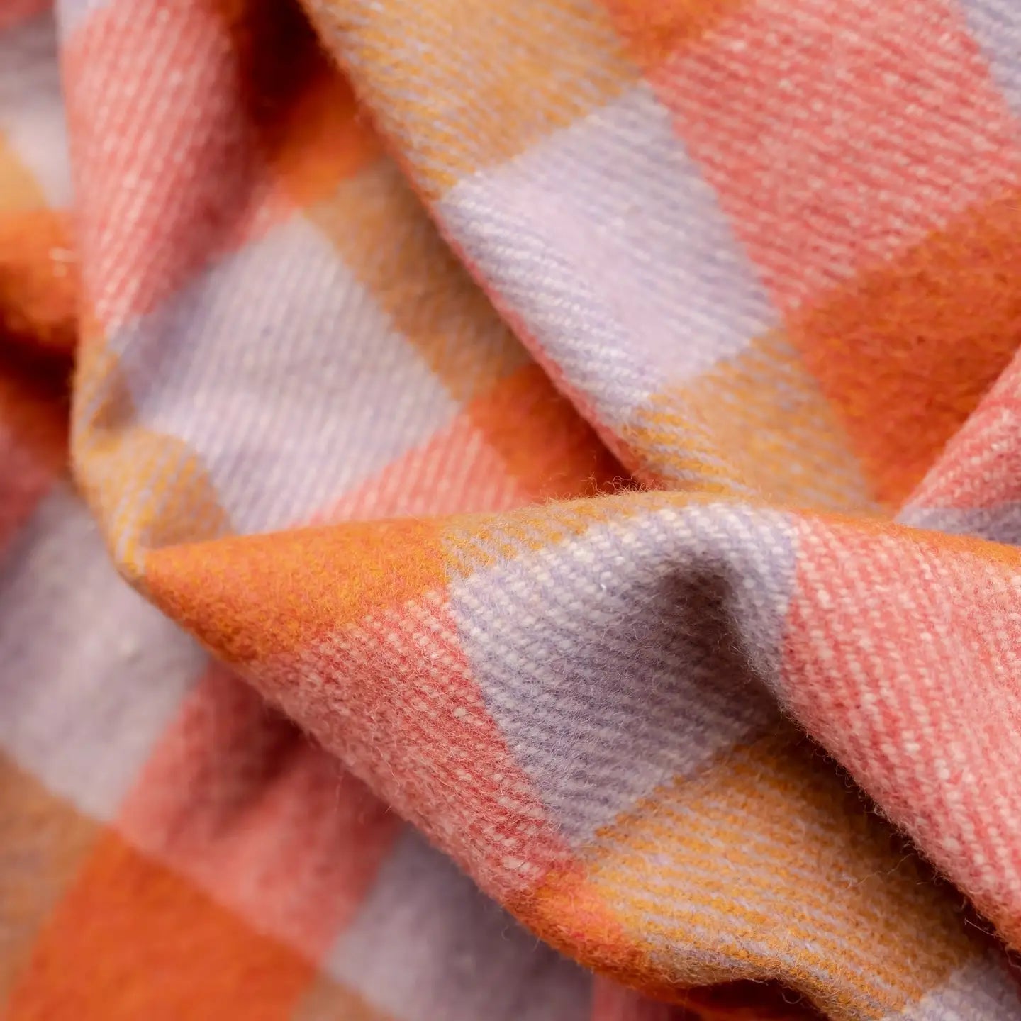Recycled Wool Blanket in Orange Gingham - THE BRISTOL ARTISAN