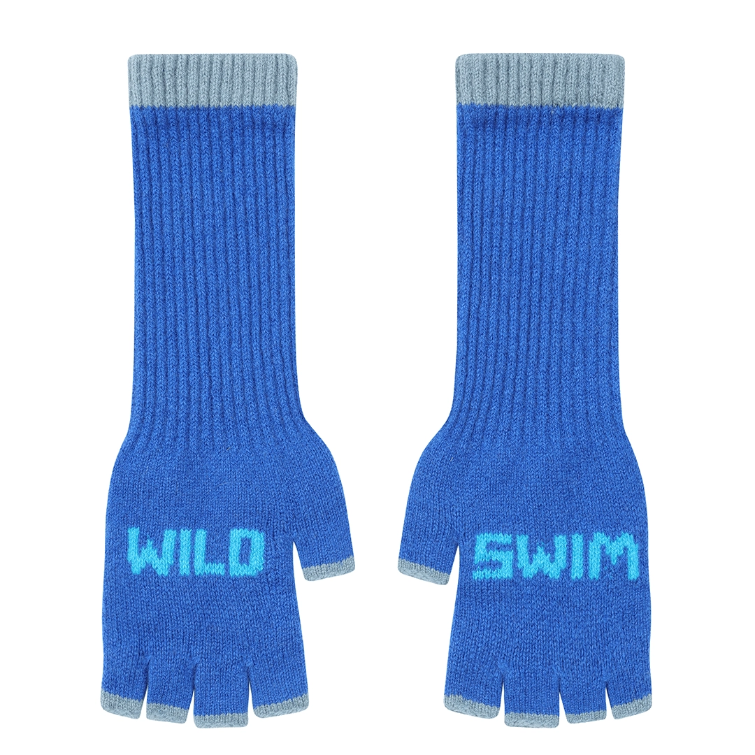 Wild Swim Fingerless Gloves - Klein Blue & Neon Blue - THE BRISTOL ARTISAN