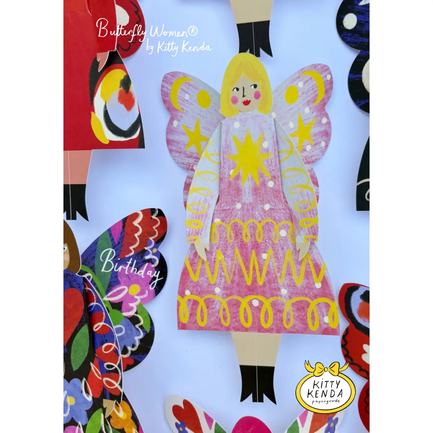 Blonde Butterfly Woman Sitting Card - THE BRISTOL ARTISAN