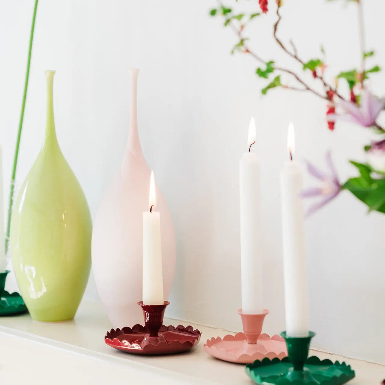 Scalloped Metal Candle Holder - Berry - THE BRISTOL ARTISAN