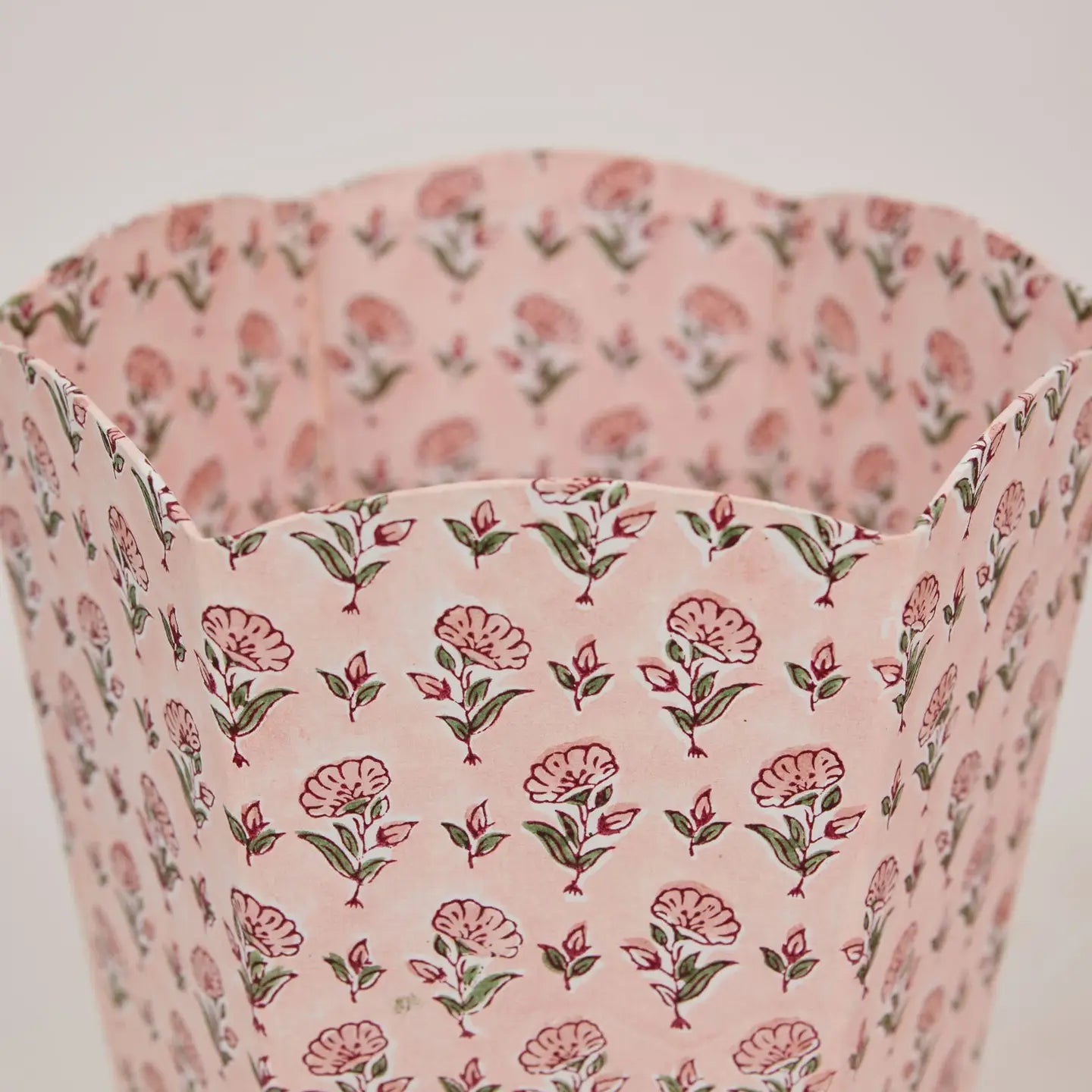 Block Printed Waste Paper Basket - Ditsy Floral Blush - THE BRISTOL ARTISAN