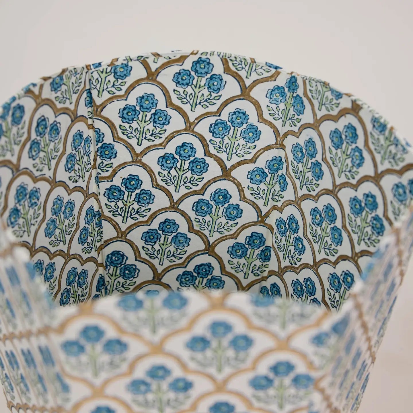 Block Printed Waste Paper Basket - Trellis Indigo - THE BRISTOL ARTISAN