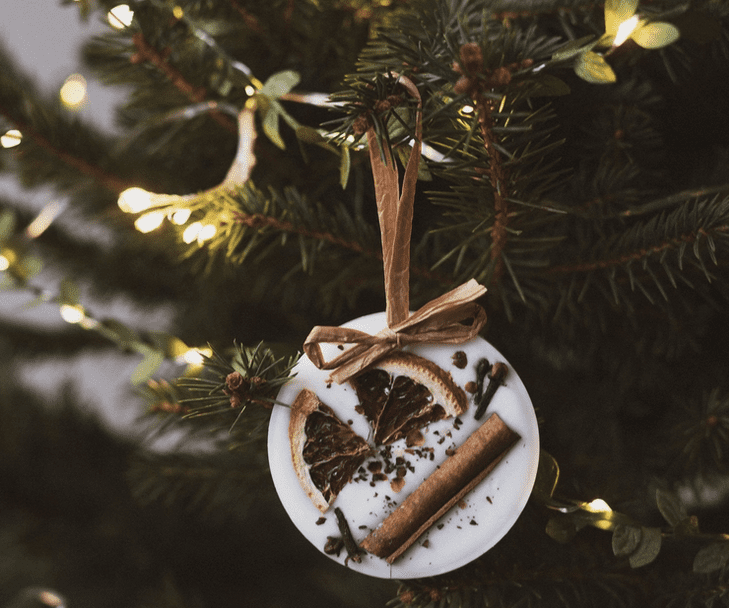 Christmas tree Cranberry, orange & cinnamon wax decoration