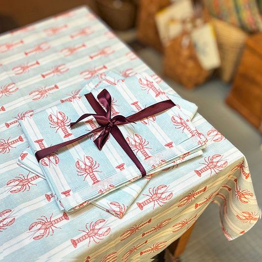 Blue Striped Lobster Tablecloth - THE BRISTOL ARTISAN