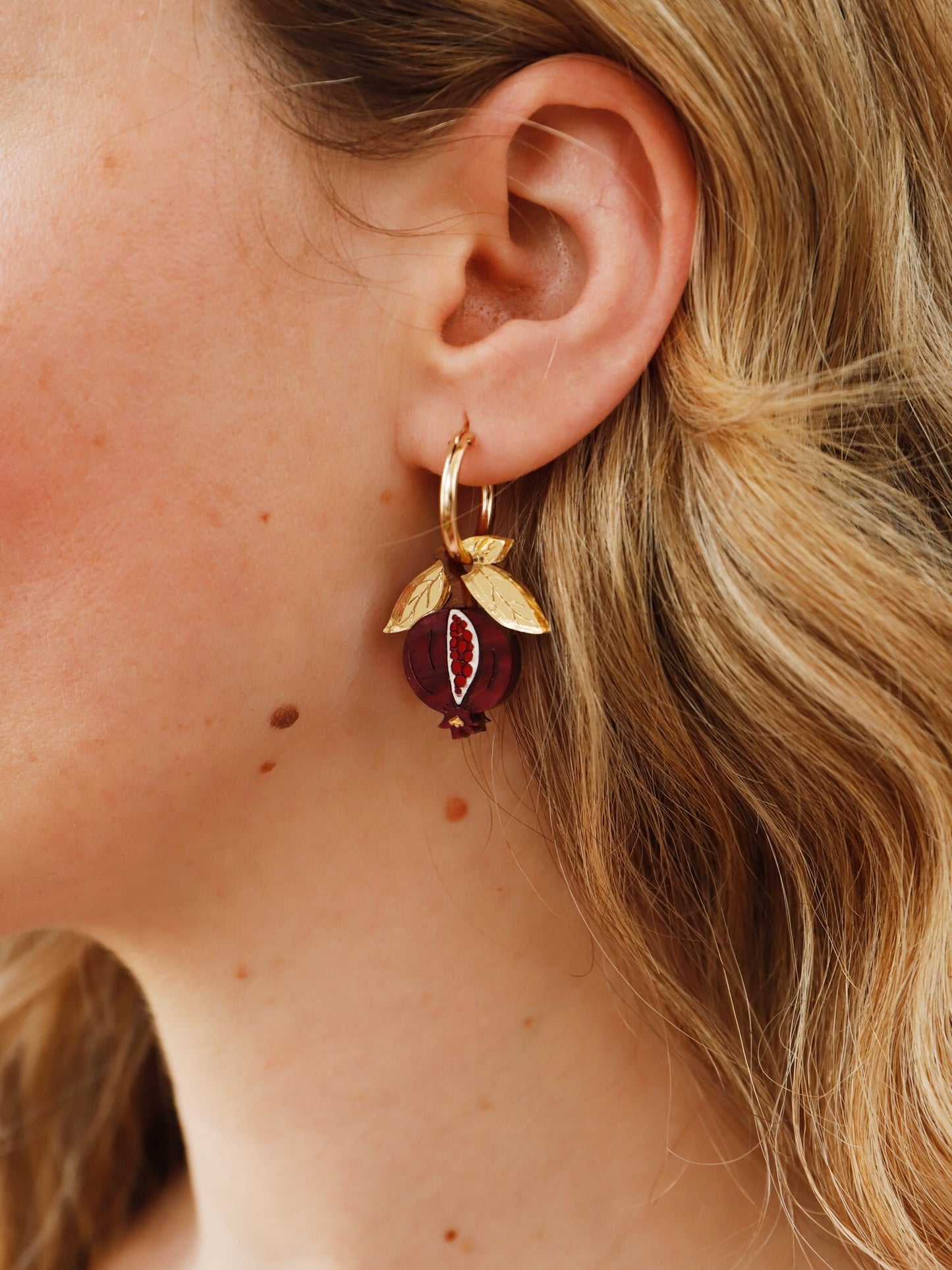Mini Pomegranate Hoops by Wolf and Moon