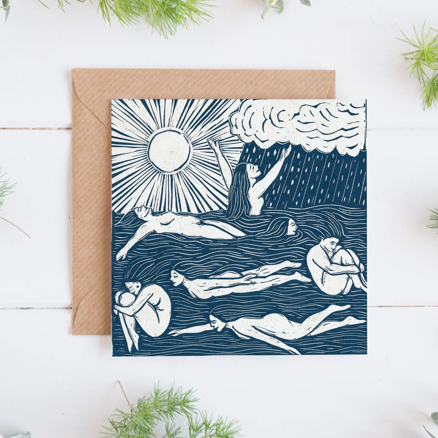 Paddlers Card, Dogs, Dog Swimming, Sea Swim, Women & Dogs - THE BRISTOL ARTISAN