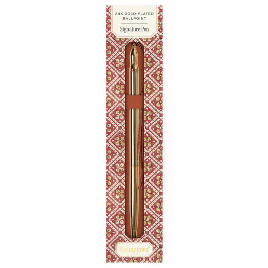 24k Gold Plated Ballpoint Pen - Rust Tassel - THE BRISTOL ARTISAN