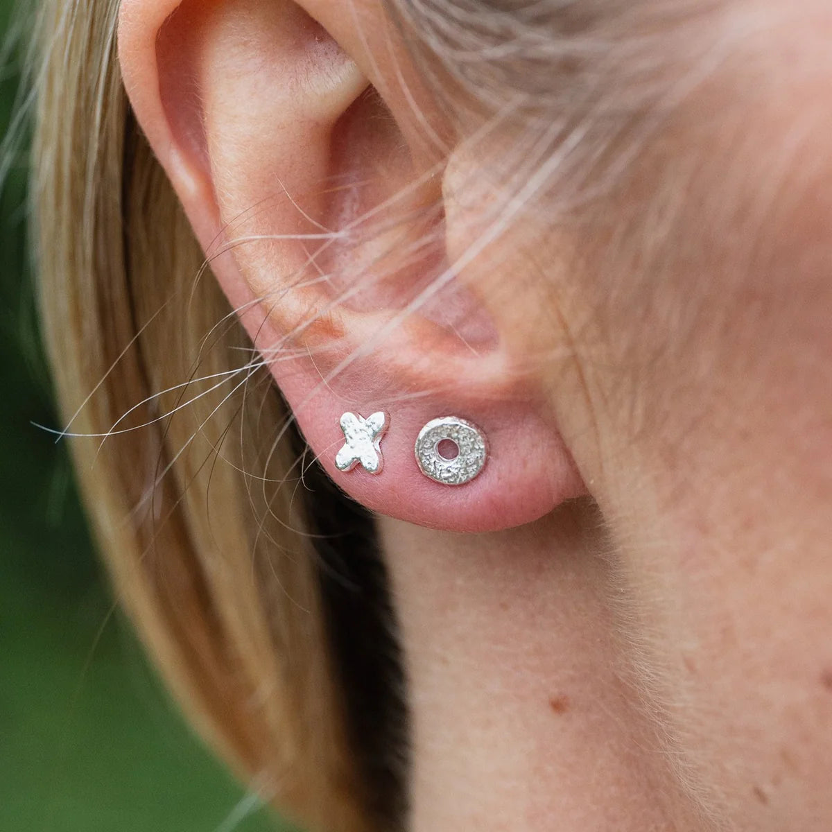 Sterling Silver Mini Studs Hugs and Kisses - THE BRISTOL ARTISAN