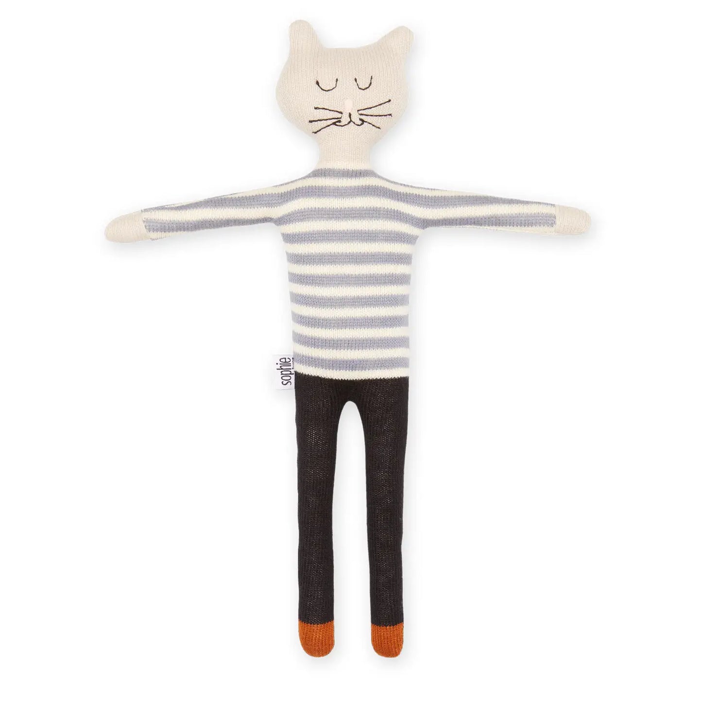 Cotton Knit Stuffed Animal Soft Toy - Blue Cat - The Bristol Artisan Handmade Sustainable Gifts and Homewares.
