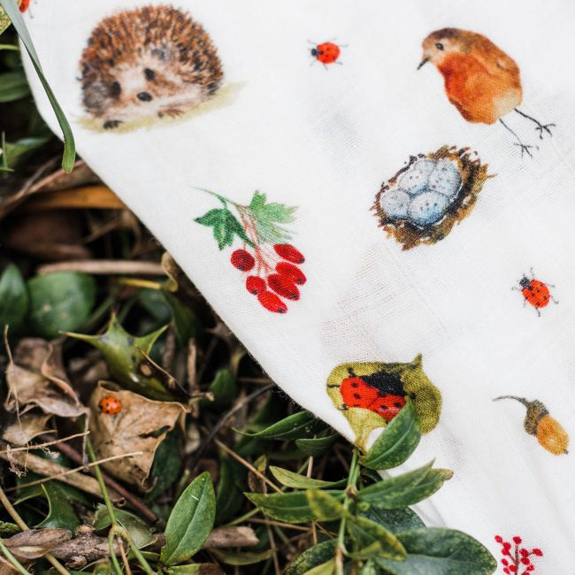 Hedgerow muslin swaddle - The Bristol Artisan Handmade Sustainable Gifts and Homewares.