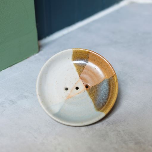 Bristol Trio Glaze Soap Dish - ochre & grey - The Bristol Artisan Handmade Sustainable Gifts and Homewares.