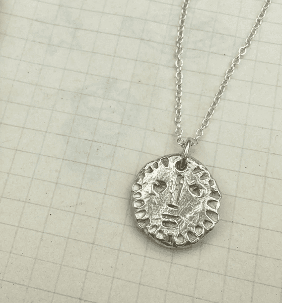 REYA Sun Face Reversible Small Coin Necklace Silver - The Bristol Artisan Handmade Sustainable Gifts and Homewares.