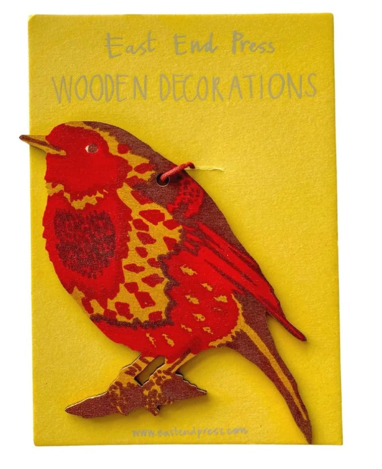 Robin screen printed wooden decoration - THE BRISTOL ARTISAN