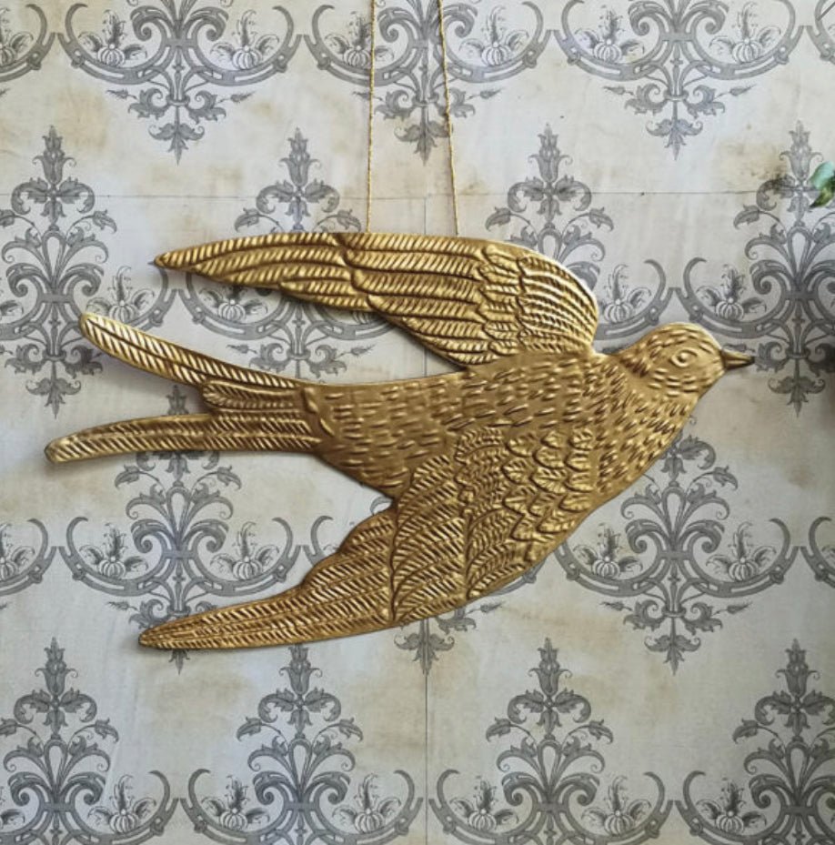 Antique Brass Embossed Hanging Dove Decoration - THE BRISTOL ARTISAN