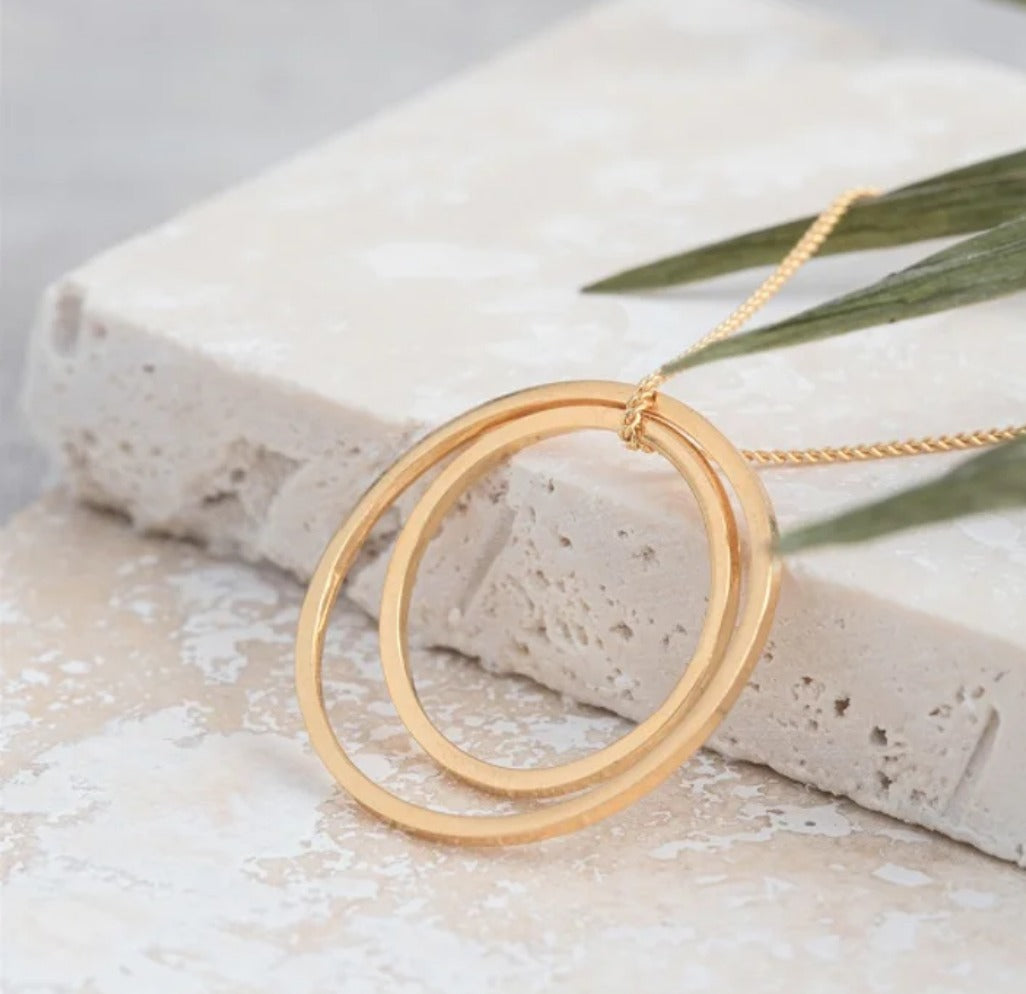 Double Circle Necklace - Gold - The Bristol Artisan Handmade Sustainable Gifts and Homewares.