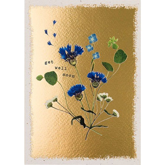 'Get well soon' Gold Pressed Flowers card - THE BRISTOL ARTISAN