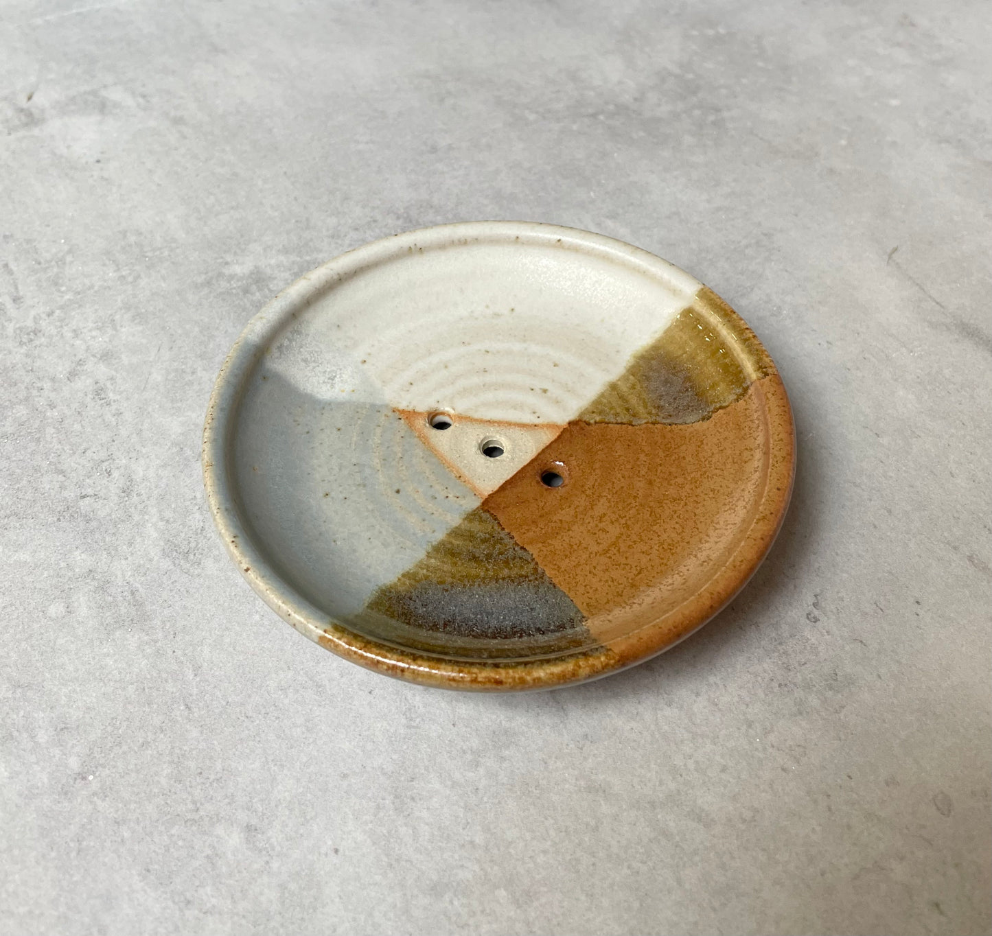 Bristol Trio Glaze Soap Dish - ochre & grey - The Bristol Artisan Handmade Sustainable Gifts and Homewares.