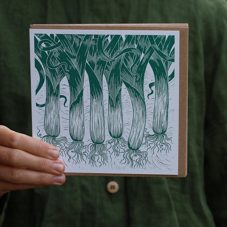 Gardeners linocut design card pack of 5 - The Bristol Artisan Handmade Sustainable Gifts and Homewares.