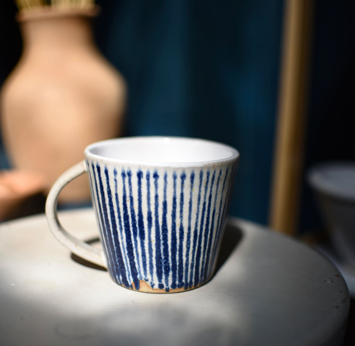 Dolomite glaze blue stripe mug - THE BRISTOL ARTISAN
