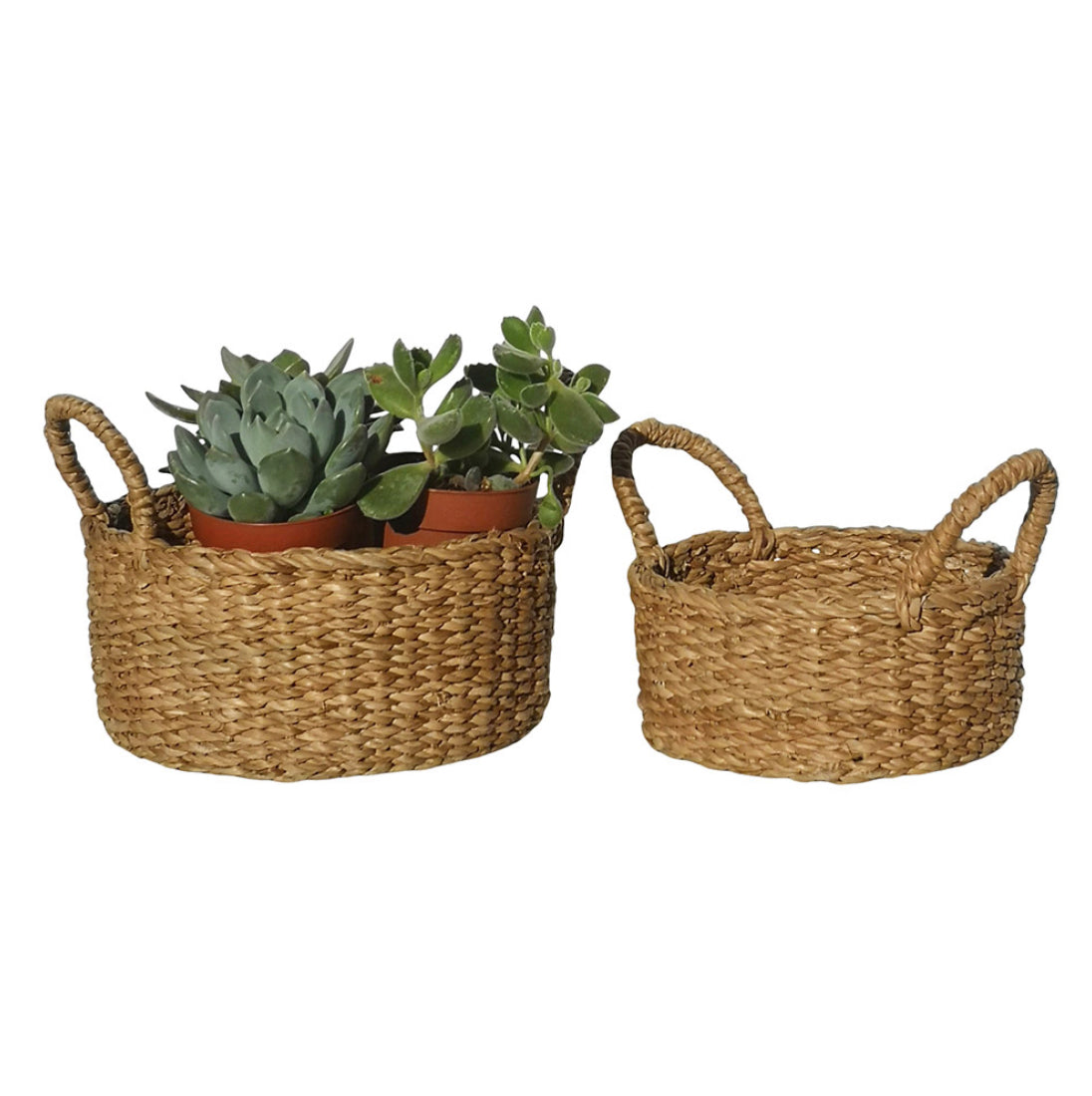 Set of two round basket with handles - The Bristol Artisan Handmade Sustainable Gifts and Homewares.