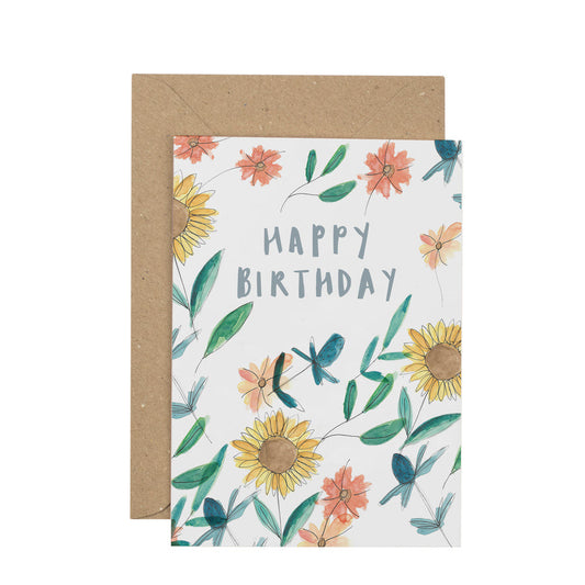 Sunflower Happy Birthday card. - THE BRISTOL ARTISAN