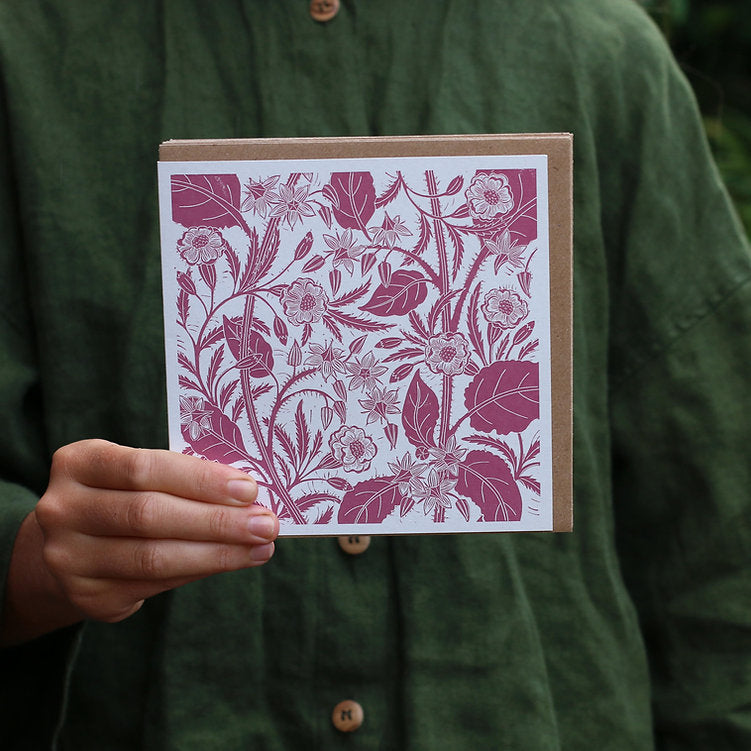 Gardeners linocut design card pack of 5 - The Bristol Artisan Handmade Sustainable Gifts and Homewares.