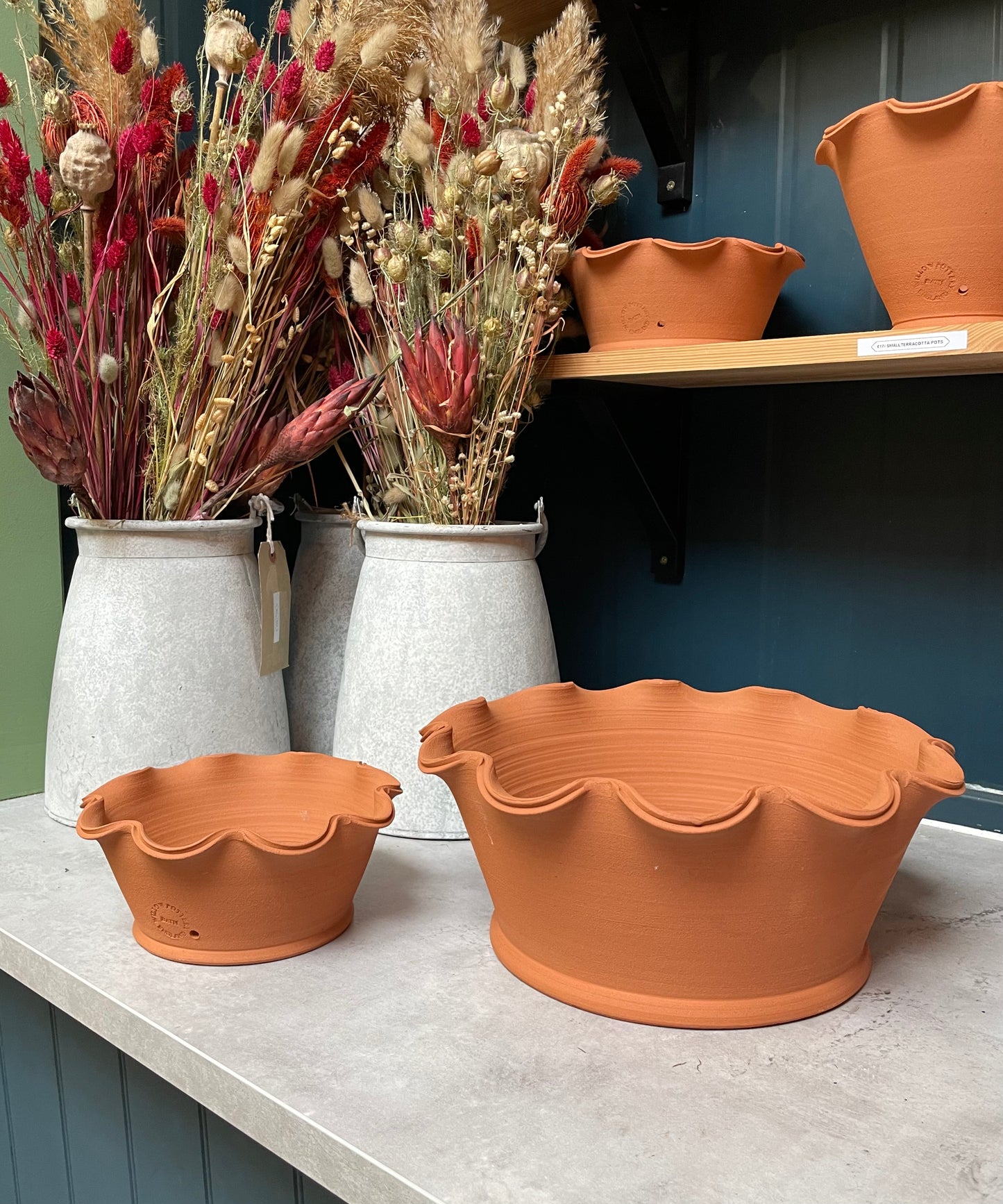 Bristol Shallow Scalloped Terracotta pot - medium - Collection only - The Bristol Artisan Handmade Sustainable Gifts and Homewares.