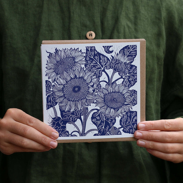 Gardeners linocut design card pack of 5 - The Bristol Artisan Handmade Sustainable Gifts and Homewares.