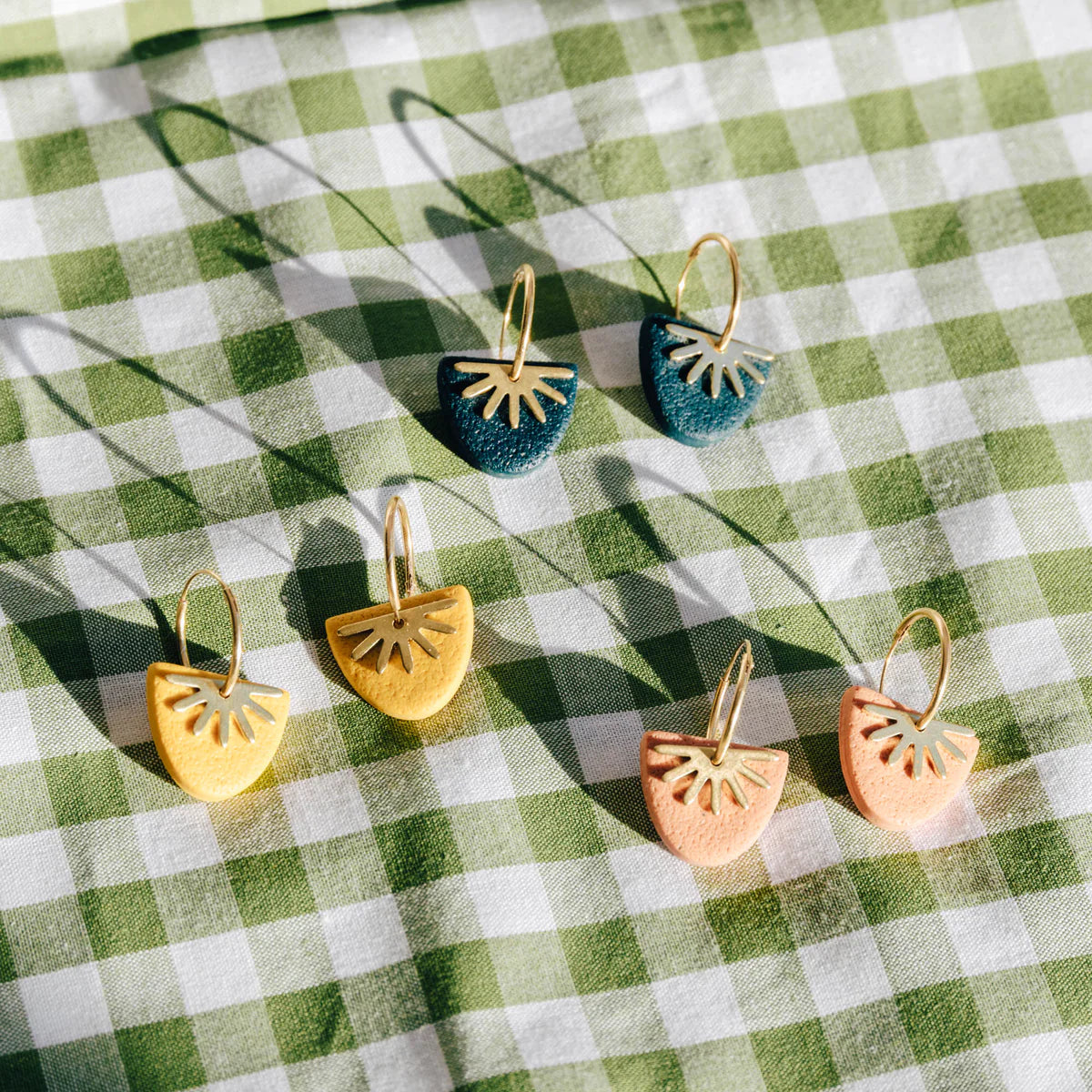 Sun ray hoops in teal - The Bristol Artisan Handmade Sustainable Gifts and Homewares.