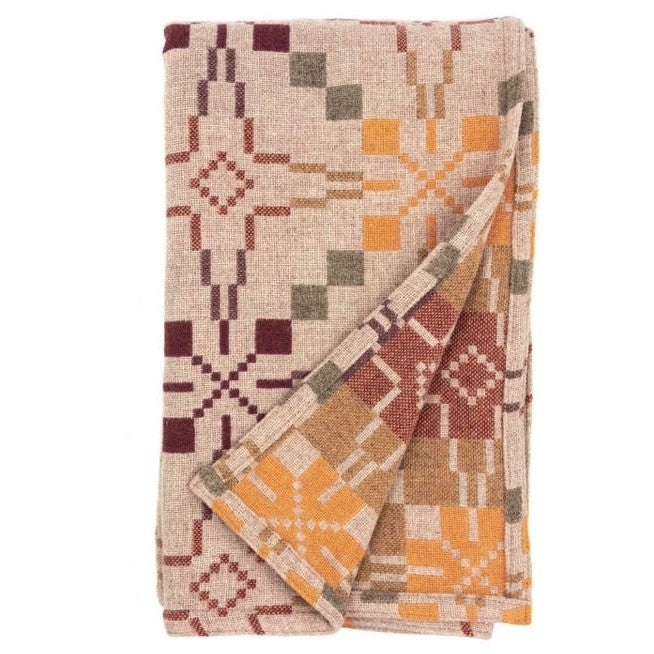 Melin Tregwynt Vintage Star Throw in Clay - The Bristol Artisan Handmade Sustainable Gifts and Homewares.