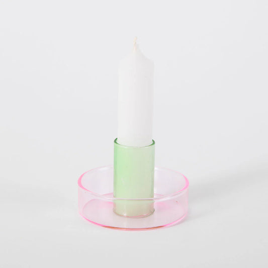 Duo Tone Candle Holder - Pink & Green - THE BRISTOL ARTISAN