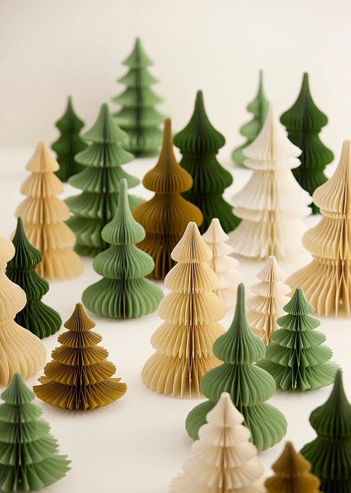 Honeycomb paper tree decoration - green - THE BRISTOL ARTISAN