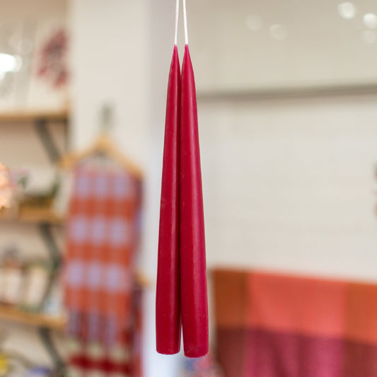Burgundy taper candles - pair - THE BRISTOL ARTISAN