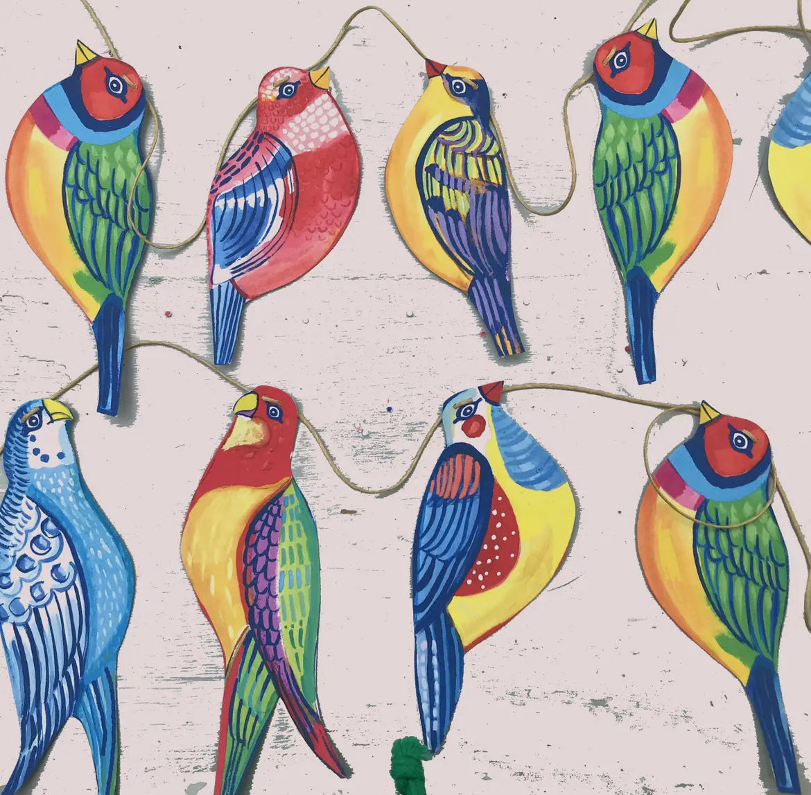 Nursery Room Colourful Bird Garland Mobile - THE BRISTOL ARTISAN