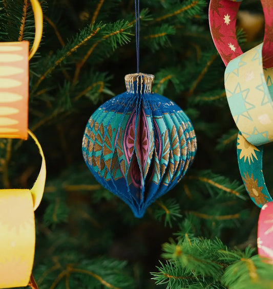 Blue Honeycomb Bauble Decoration - THE BRISTOL ARTISAN