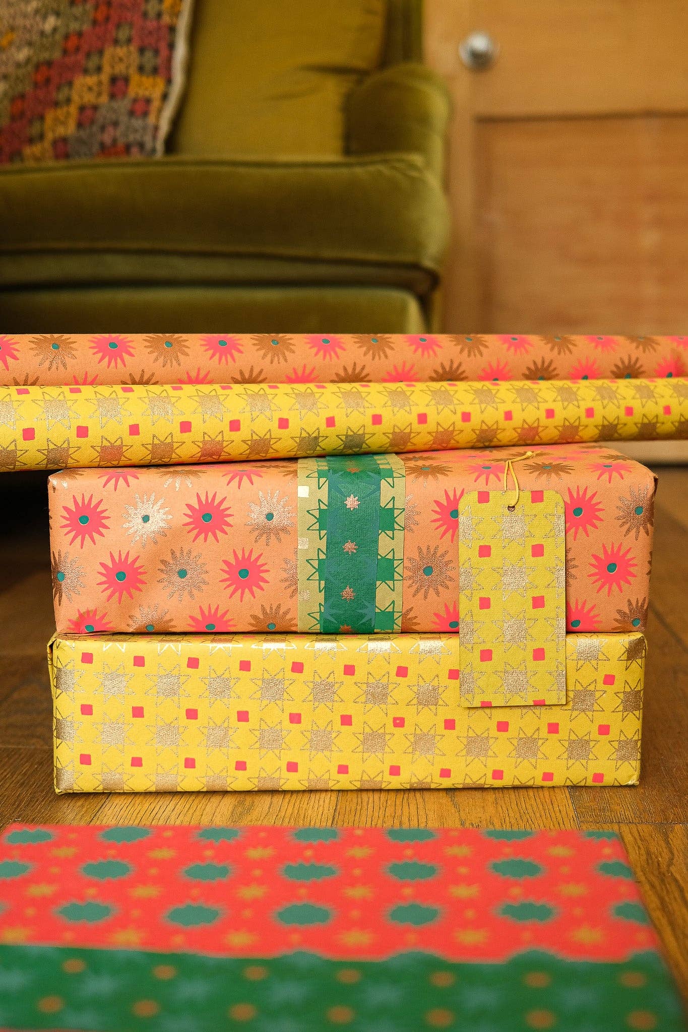 Copper Bloom Screen Printed Christmas Gift Wrap