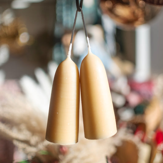 Hand dipped Stubby beeswax candles (pair)