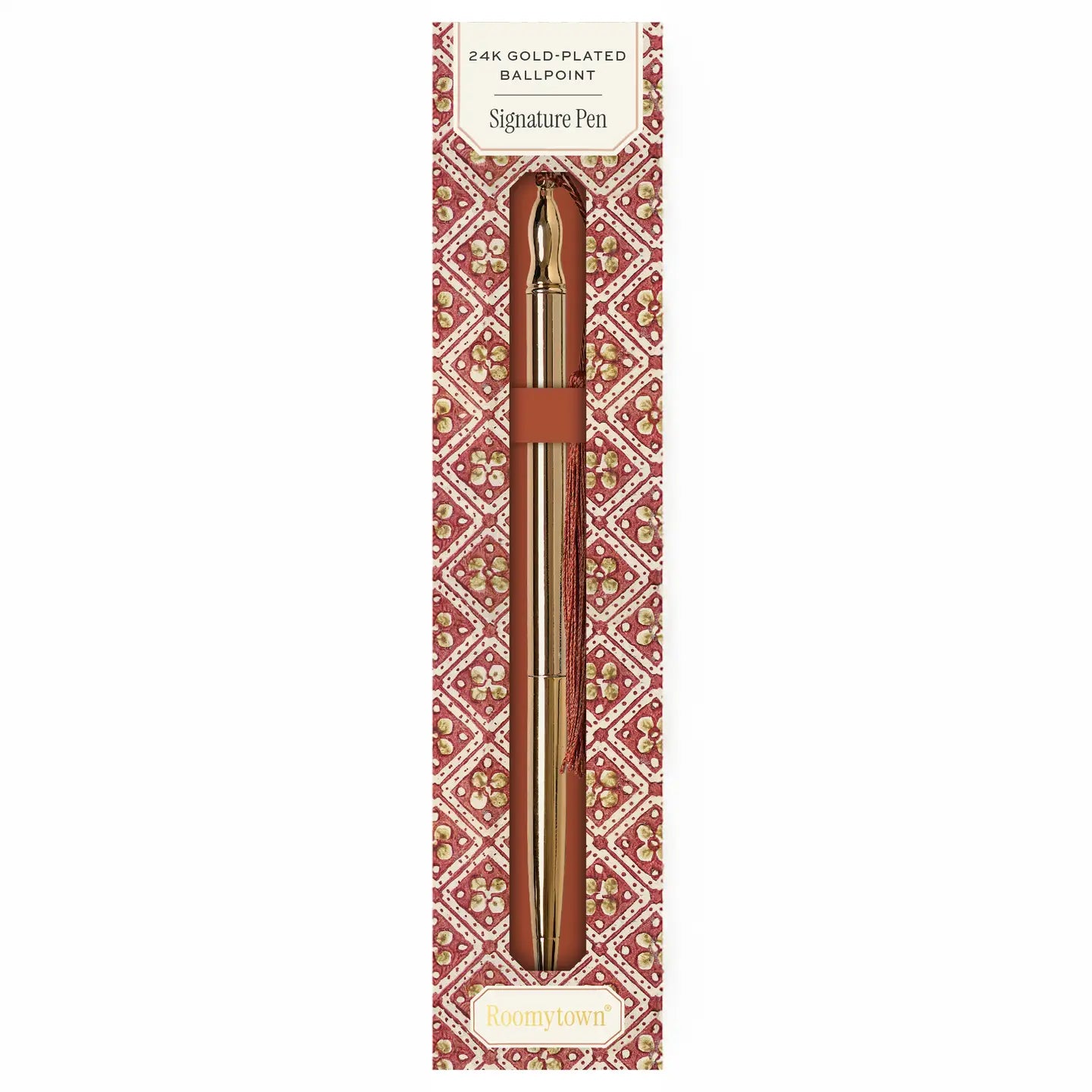 24k Gold Plated Ballpoint Pen - Rust Tassel - THE BRISTOL ARTISAN