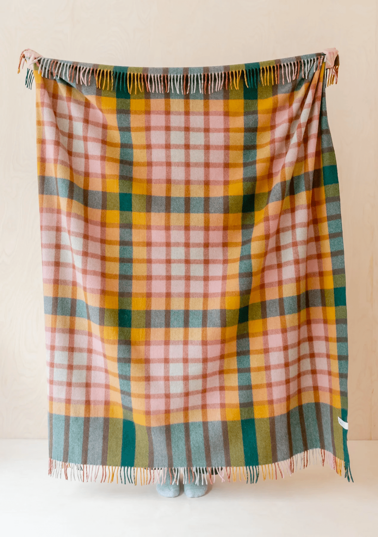 Recycled Wool Blanket in Green Gingham - The Bristol Artisan Handmade Sustainable Gifts and Homewares.