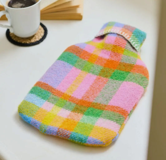 Rainbow Check Hot Water Bottle Cover & Bottle - THE BRISTOL ARTISAN