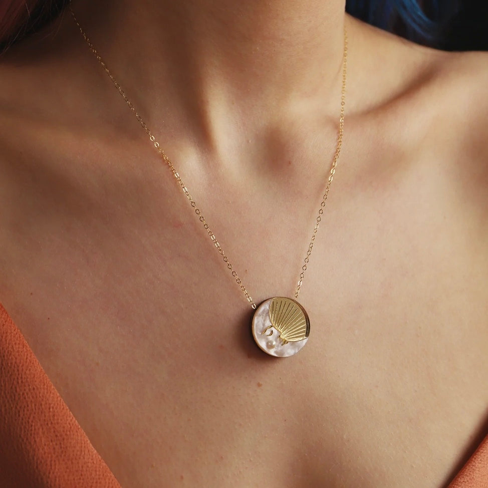 Moon Necklace - Gold by Wolf & Moon - The Bristol Artisan Handmade Sustainable Gifts and Homewares.