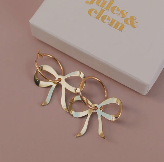 Golden Bow Hoop Earrings - THE BRISTOL ARTISAN