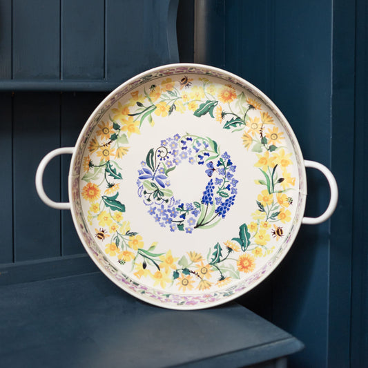 Large Wild Flowers Tit Tin Tray with Handles - THE BRISTOL ARTISAN
