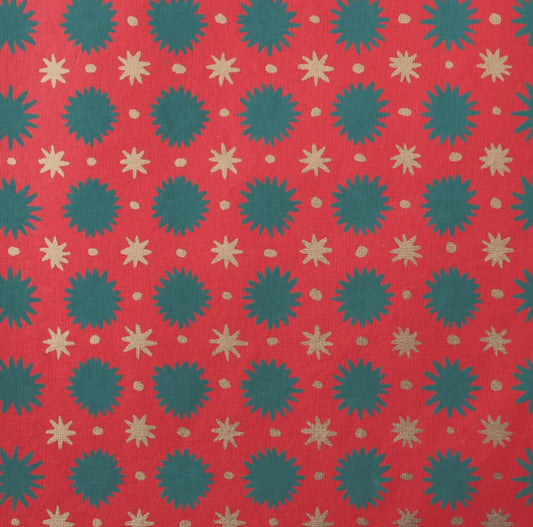 Ruby Stars Screen printed Christmas Gift Wrap - THE BRISTOL ARTISAN
