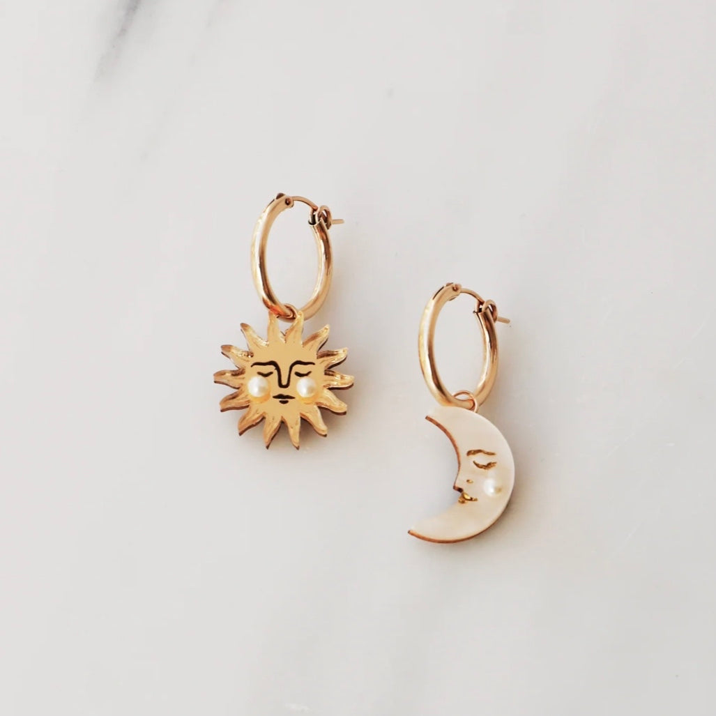 Sun & Moon Hoops by Wolf & Moon - THE BRISTOL ARTISAN