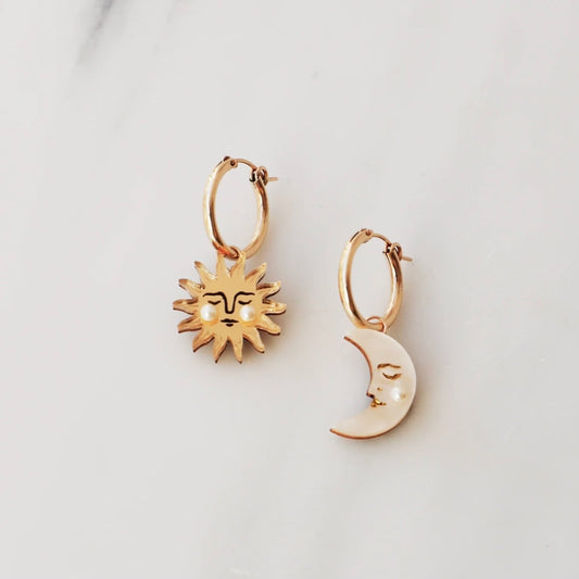 Sun & Moon Hoops by Wolf & Moon - The Bristol Artisan Handmade Sustainable Gifts and Homewares.