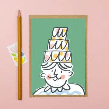Birthday Cake Hat Green Card - THE BRISTOL ARTISAN